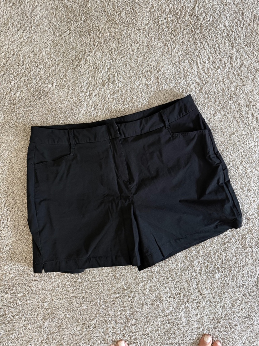 Women's Black Athletic Stretch Shorts with Mid Rise Waist
